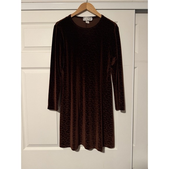 Ronni Nicole Dresses & Skirts - Ronni Nicole Leopard Animal Print Velvet Chocolate Brown Dress Whimsigoth Witchy